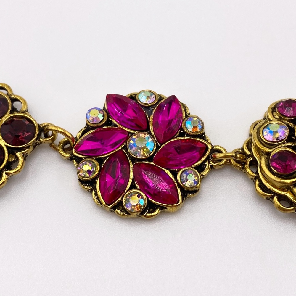 Gold Tone Rhinestone Floral Bracelet - Picture 5 of 10